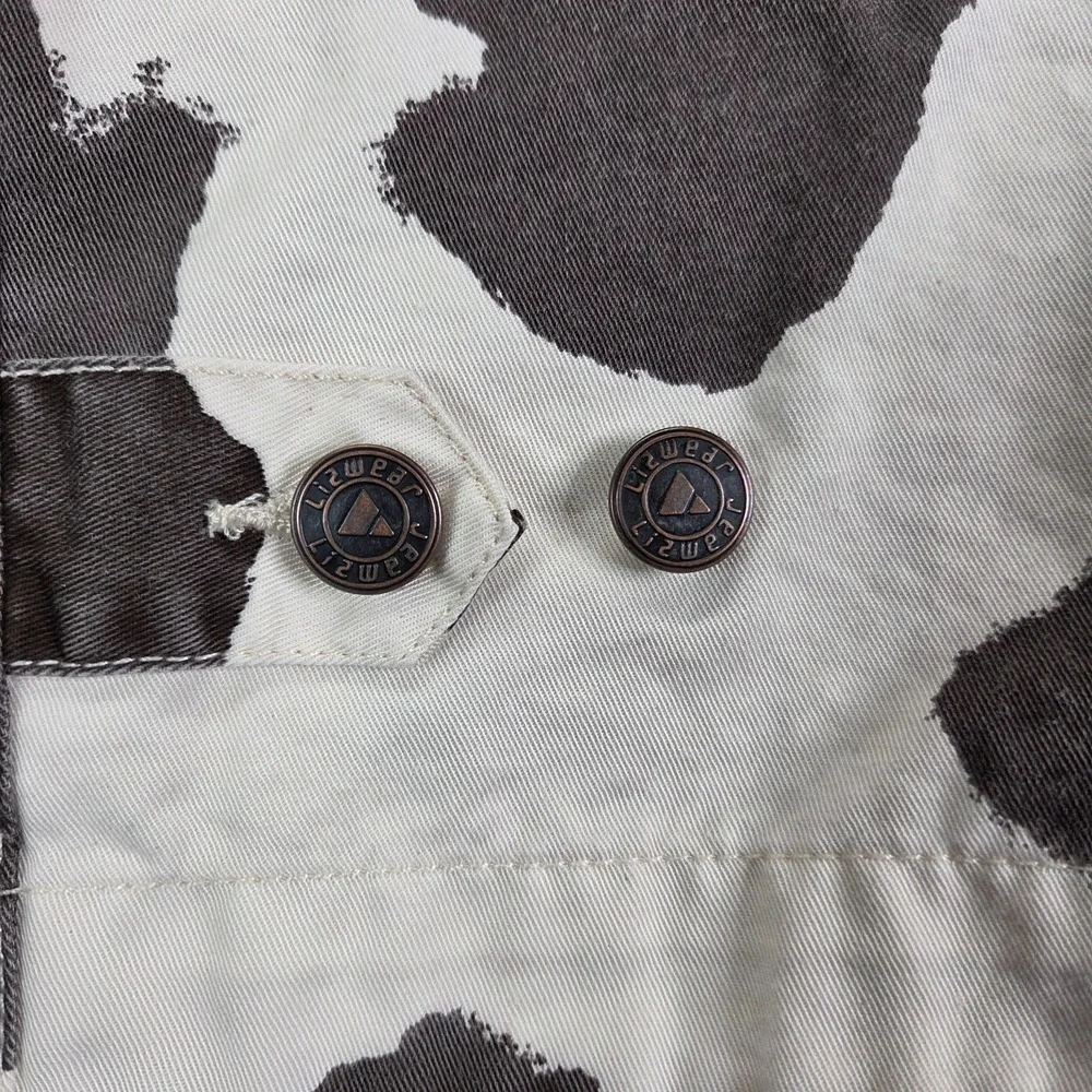 Vtg Liz Wear Cow‎ Print Zip Vest Cowgirl Western Rodeo Zip Up Y2K Pockets Medium - Picture 6 of 10